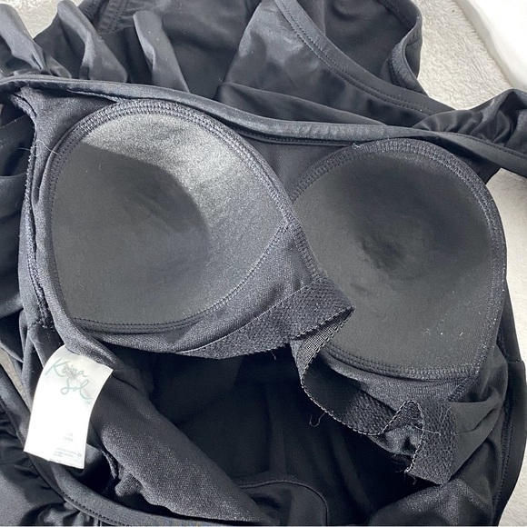 Kona Sol Black Ruffled One Piece Bathing Suit Swimsuit S - Picture 10 of 16